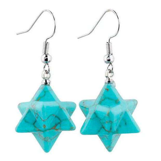 Créoles en turquoise Merkaba - Mes Bijoux En Pierres Naturelles