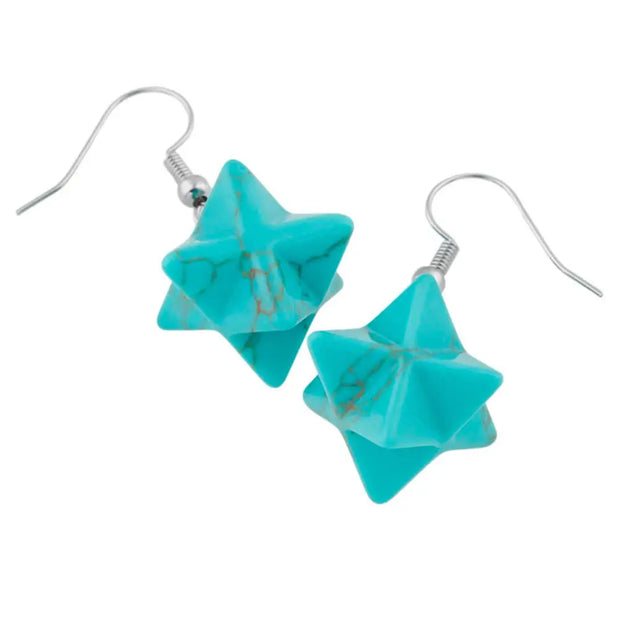 Créoles en turquoise Merkaba - Mes Bijoux En Pierres Naturelles