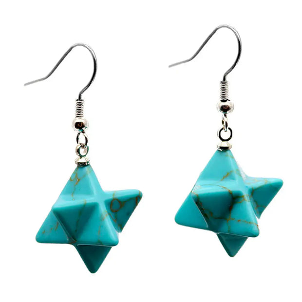 Créoles en turquoise Merkaba - Mes Bijoux En Pierres Naturelles