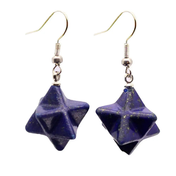 Créoles Merkaba en lapis lazuli - Mes Bijoux En Pierres Naturelles