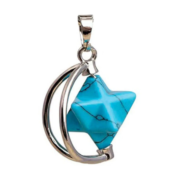 Collier Merkaba en turquoise demi-lune - Mes Bijoux En Pierres Naturelles