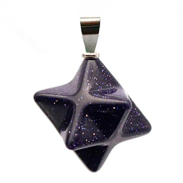 Collier en pierre de sable bleu Merkaba - Mes Bijoux En Pierres Naturelles
