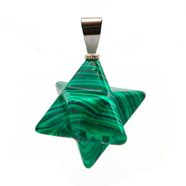 Pendentif Merkaba malachite - Mes Bijoux En Pierres Naturelles