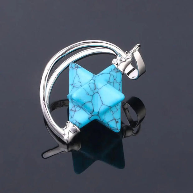 Collier Merkaba en turquoise demi-lune - Mes Bijoux En Pierres Naturelles