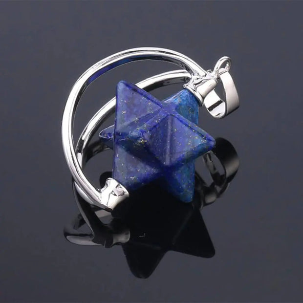 Pendentif Merkaba lapis lazuli demi-lune - Mes Bijoux En Pierres Naturelles