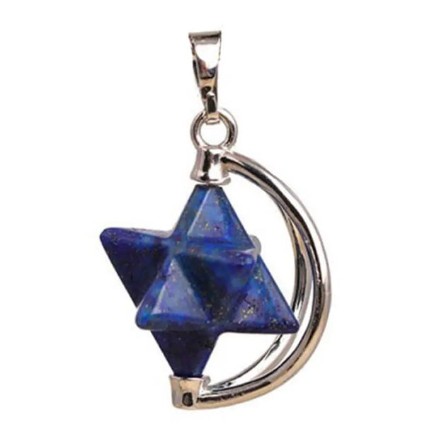 Pendentif Merkaba lapis lazuli demi-lune - Mes Bijoux En Pierres Naturelles