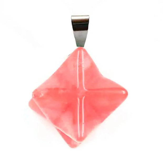 Collier avec une amulette en quartz rose merkaba - Mes Bijoux En Pierres Naturelles