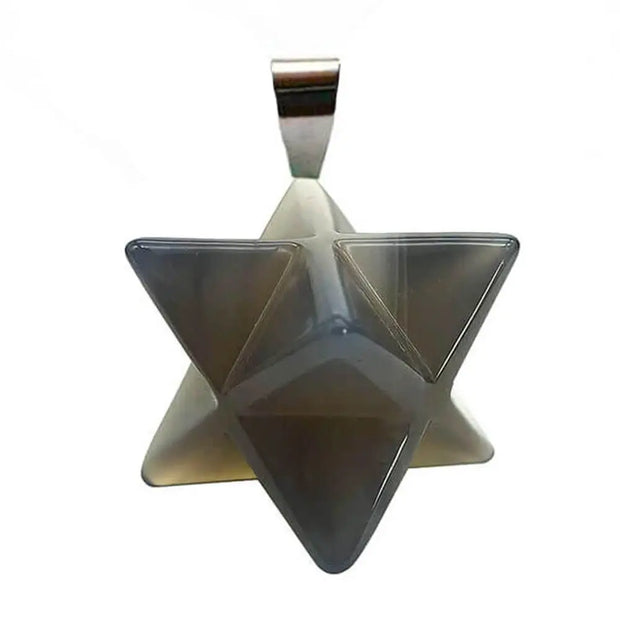 Pendentif Merkaba agate grise - Mes Bijoux En Pierres Naturelles