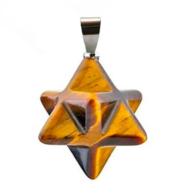 Pendentif Merkaba oeil de tigre - Mes Bijoux En Pierres Naturelles