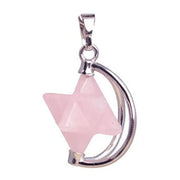 Collier astral avec quartz rose en forme de demi-lune - Mes Bijoux En Pierres Naturelles