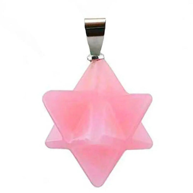 Collier quartz rose Merkaba - Mes Bijoux En Pierres Naturelles