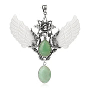 Collier avec pendentif ange en aventurine verte Merkaba - Mes Bijoux En Pierres Naturelles