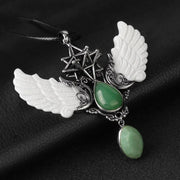 Collier avec pendentif ange en aventurine verte Merkaba - Mes Bijoux En Pierres Naturelles