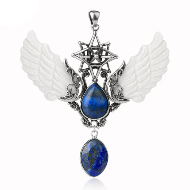 Collier ailes d'ange en lapis lazuli Merkaba - Mes Bijoux En Pierres Naturelles