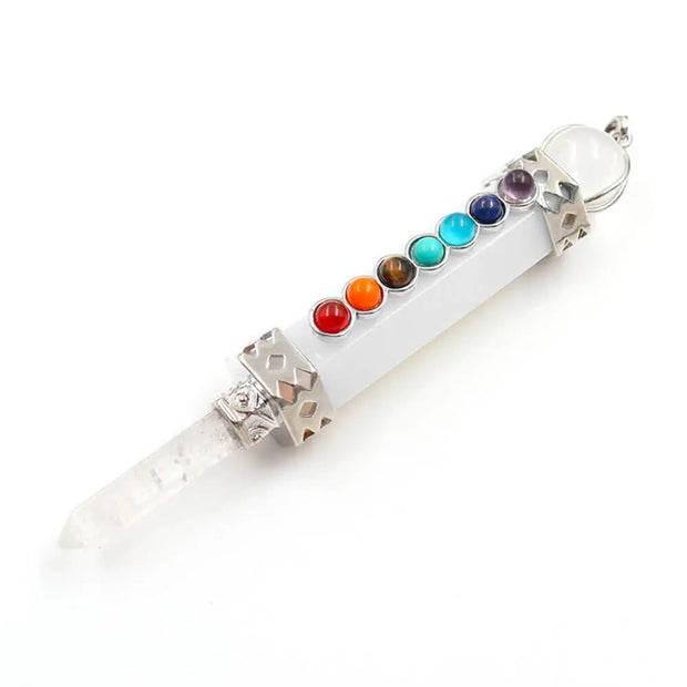 Amulette cristal de roche pour 7 chakras - Mes Bijoux En Pierres Naturelles