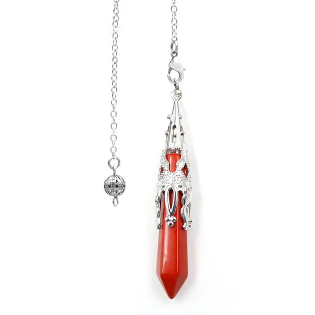 Amulette pendule conique en jaspe rouge - Mes Bijoux En Pierres Naturelles