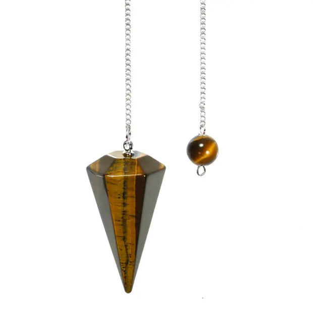 Bijou mystique en œil de tigre - Pendule hexagonal - Mes Bijoux En Pierres Naturelles