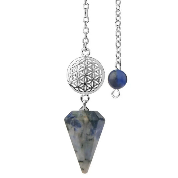 Amulette sodalite motif fleur de vie - Mes Bijoux En Pierres Naturelles