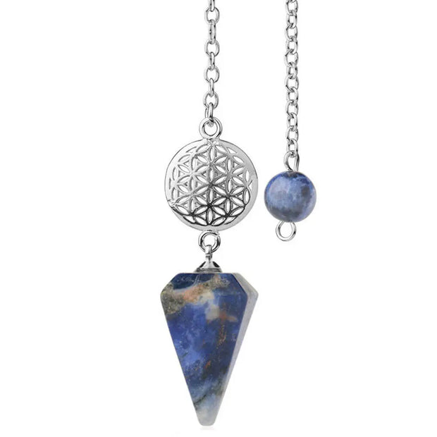 Amulette sodalite motif fleur de vie - Mes Bijoux En Pierres Naturelles