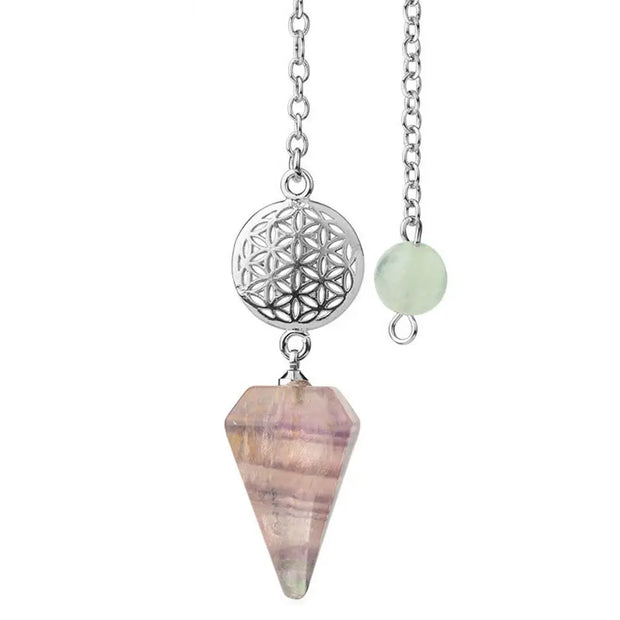 Pendule en fluorite, motif fleur de vie mystique - Mes Bijoux En Pierres Naturelles