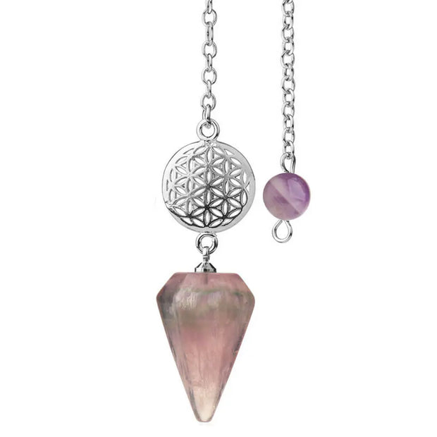 Pendule en fluorite, motif fleur de vie mystique - Mes Bijoux En Pierres Naturelles
