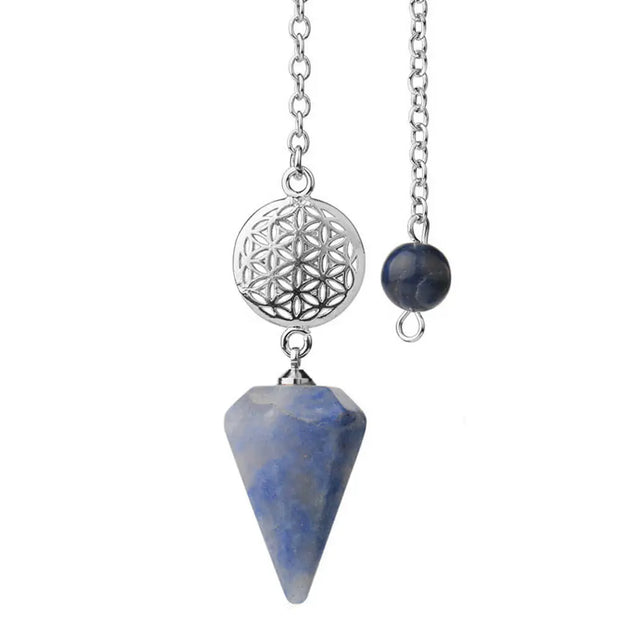 Amulette sodalite motif fleur de vie - Mes Bijoux En Pierres Naturelles