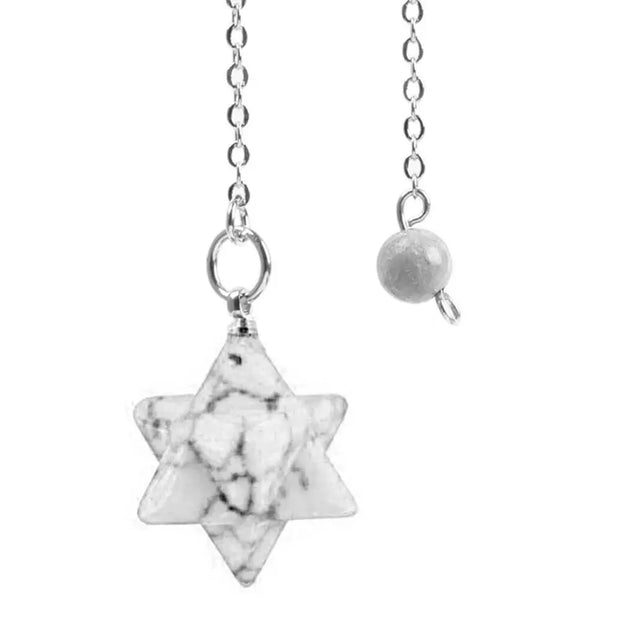 Balancier ésotérique en merkaba de turquoise blanche - Mes Bijoux En Pierres Naturelles