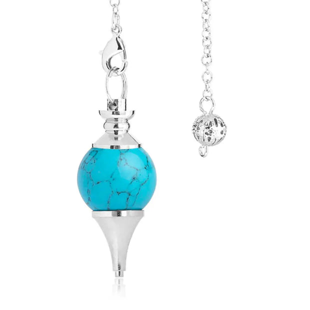 Amulette pendule en perle de turquoise bleue - Mes Bijoux En Pierres Naturelles