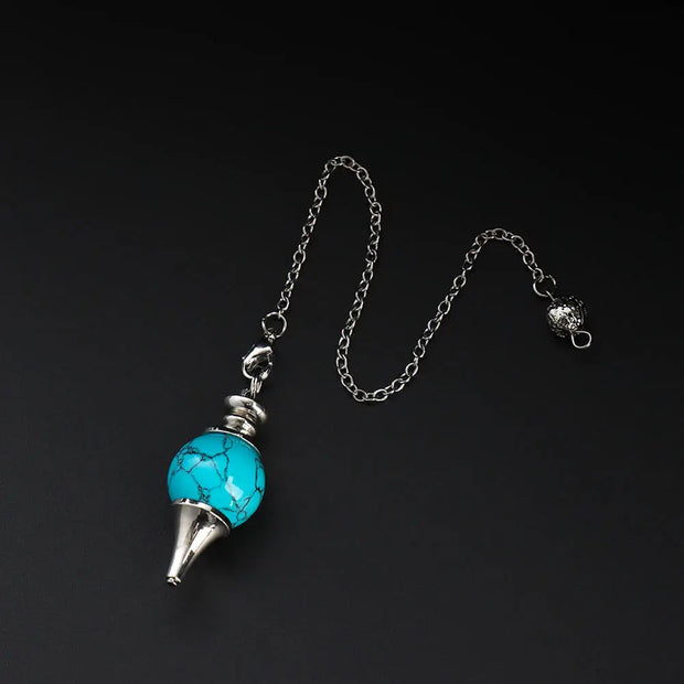 Amulette pendule en perle de turquoise bleue - Mes Bijoux En Pierres Naturelles