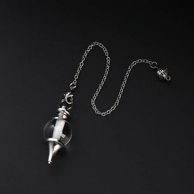 Amulette divinatoire en cristal de roche et perles - Mes Bijoux En Pierres Naturelles
