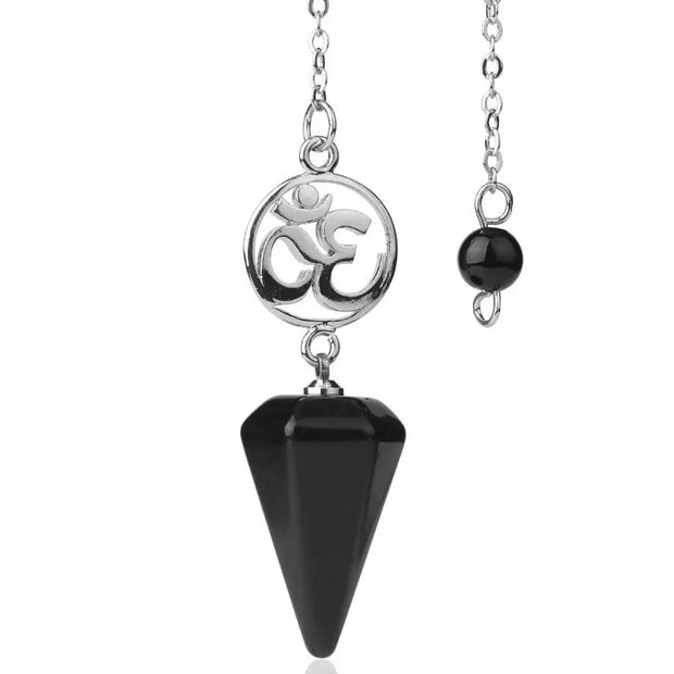 Pendule spirituel en obsidienne noire Aum - Mes Bijoux En Pierres Naturelles