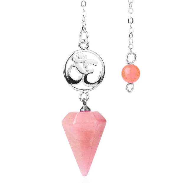 Aum quartz cerise pendule spirituel - Mes Bijoux En Pierres Naturelles