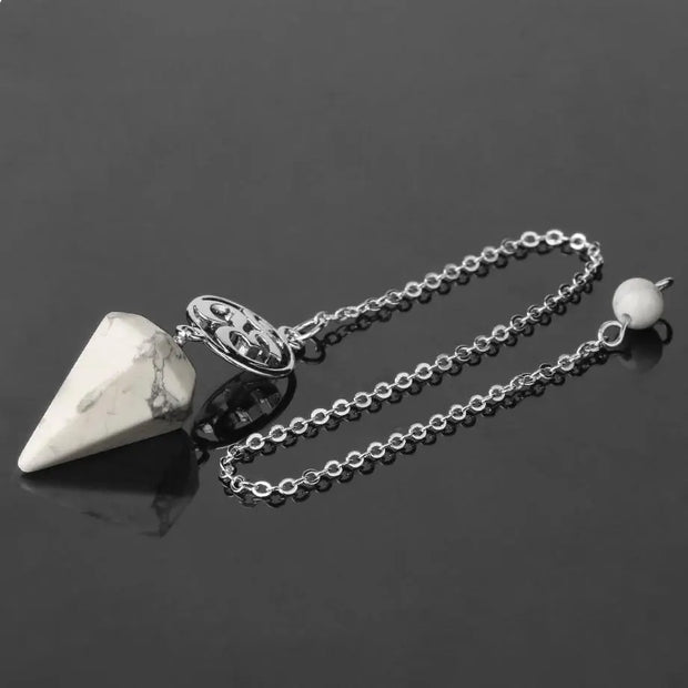 Pendule ésotérique en pierre de turquoise blanche - Mes Bijoux En Pierres Naturelles