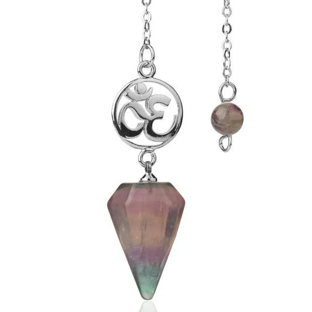 Amulette pendule en pierre de fluorite Aum - Mes Bijoux En Pierres Naturelles