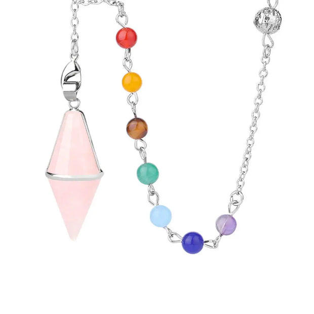 Pendule en quartz rose pour l'harmonisation des 7 chakras - Mes Bijoux En Pierres Naturelles