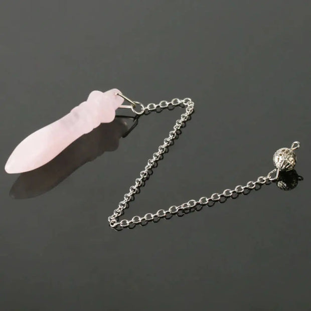 Pendule en quartz rose Thot égyptien - Mes Bijoux En Pierres Naturelles