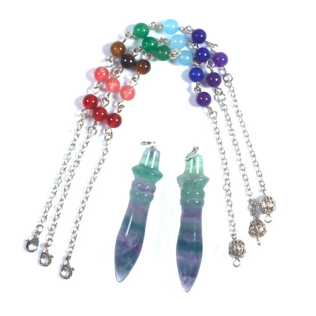 Fluorite pendule divinatoire Thot égyptien chakras - Mes Bijoux En Pierres Naturelles