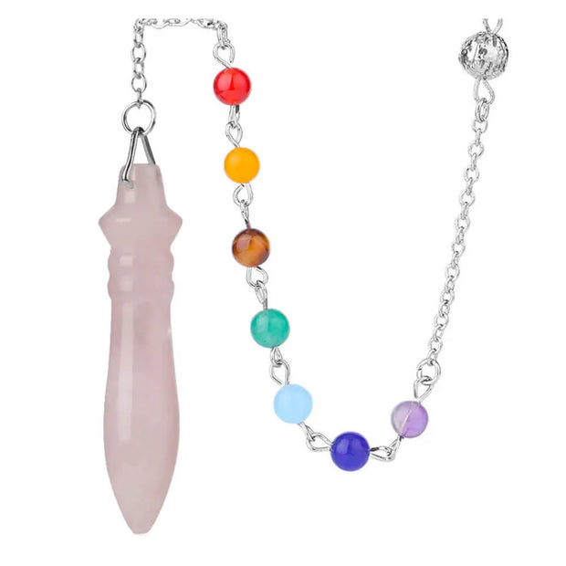 Amulette pendule quartz rose chakras égyptienne - Mes Bijoux En Pierres Naturelles