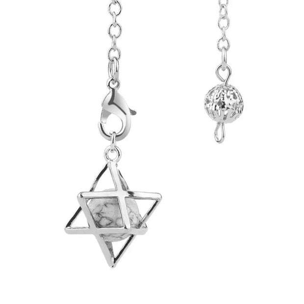 Amulette merkaba avec perle turquoise blanche - Mes Bijoux En Pierres Naturelles