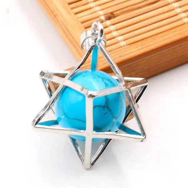 Amulette divinatoire merkaba en turquoise bleue - Mes Bijoux En Pierres Naturelles