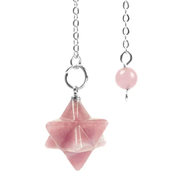 Pendule spirituel merkaba en pierre de quartz rose - Mes Bijoux En Pierres Naturelles