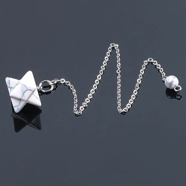 Balancier ésotérique en merkaba de turquoise blanche - Mes Bijoux En Pierres Naturelles