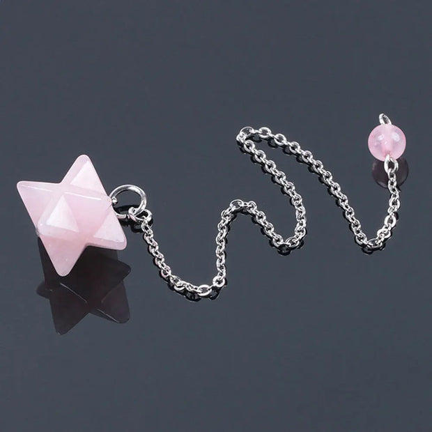 Pendule spirituel merkaba en pierre de quartz rose - Mes Bijoux En Pierres Naturelles