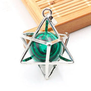 Pendule ésotérique en malachite avec perle merkaba - Mes Bijoux En Pierres Naturelles