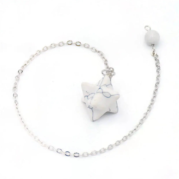 Balancier ésotérique en merkaba de turquoise blanche - Mes Bijoux En Pierres Naturelles