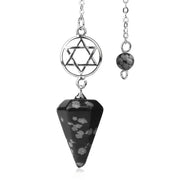 Pendule ésotérique pentacle en obsidienne neige - Mes Bijoux En Pierres Naturelles