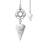 Amulette divinatoire avec pendentif pentacle en turquoise blanche - Mes Bijoux En Pierres Naturelles