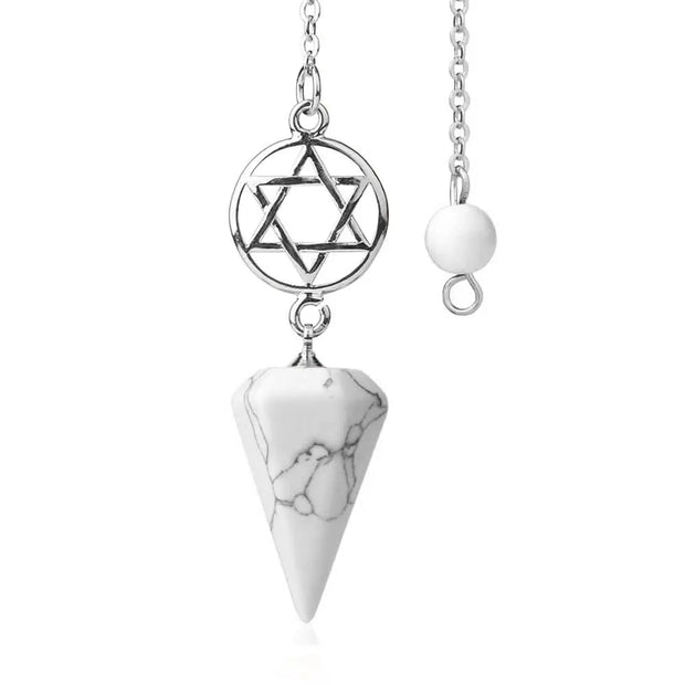 Amulette divinatoire avec pendentif pentacle en turquoise blanche - Mes Bijoux En Pierres Naturelles