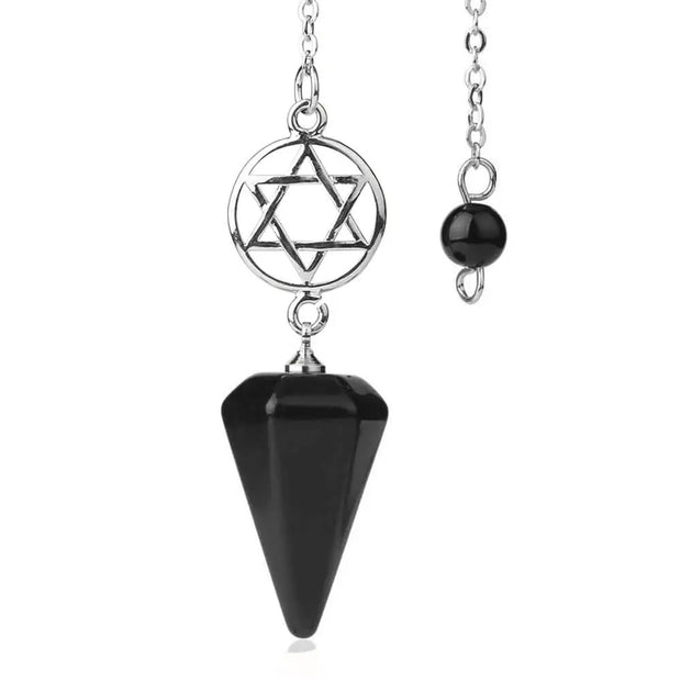 Bijou ésotérique : Amulette en obsidienne noire avec pentacle - Mes Bijoux En Pierres Naturelles
