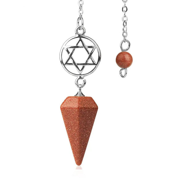 Pendule ésotérique en pierre de sable rouge avec symbole pentacle - Mes Bijoux En Pierres Naturelles
